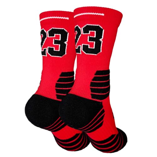 Youth Boys Basketball Crew Socks with Arm Sleeves, Lucky Number Thickened Sports Socks for Kids Team Uniform Gifts4