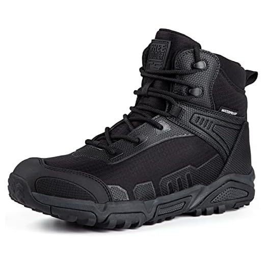FREE SOLDIER Men's Waterproof Hiking Boots Lightweight Work Boots Military Tactical Boots Durable Combat Boots(Black, US 11.5)