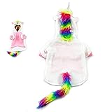 disfraz unicornio para perro Material suave y portátil: este disfraz de unicornio para perro está hecho de forro suave, cálido, cómodo y agradable al tacto además de transpirable.