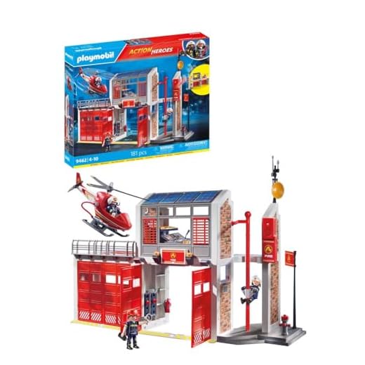 PLAYMOBIL City Action 9468 Feuerwehrmänner mit Löschpumpe, Ab 5 Jahren 4 Playmobil 9462 - City Action Große Feuerwache mit Soundeffekten, Ab 4 Jahren
