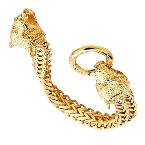 Shurhome Men's Wolf Head with Adjustable Length Stainless Steel Ensures Durability and Comfort for All Day Wear Men's Stateme