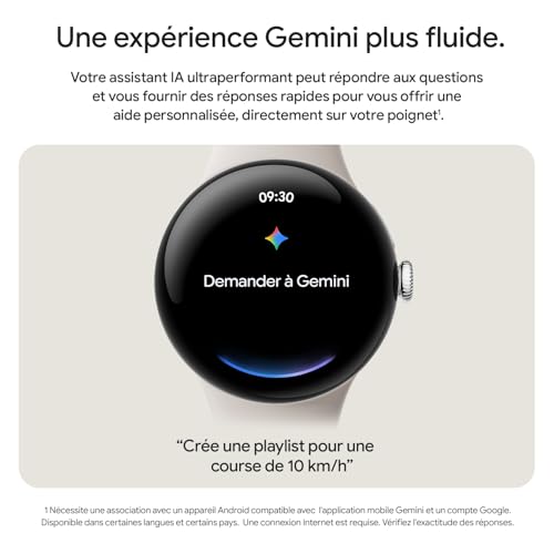 Google Pixel Watch 3 (41 mm) — Boîtier Noir Mat — Bracelet Noir Volcanique — Wi-FI