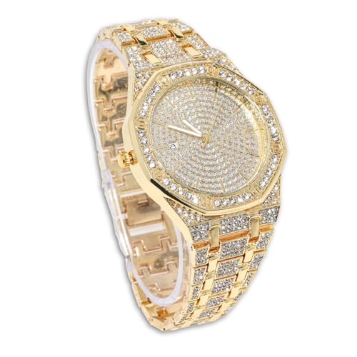genkigold Orologio con Diamanti per Uomo – Quadrante Ottagonale 41mm
