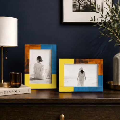 Image of Handicrafts Home 4x6 Picture Frames Pack of 2 - Mondrian Collection Handcrafted Photo Frames, Perfect for Wall & Tabletop Display, Ideal Home Decor Gift