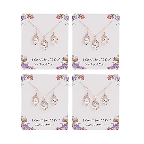ZHUWE Rose Gold Bridesmaid Jewelry Set