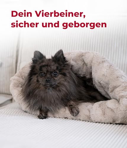 HS-Hundebett® Schlupfsack Cord-Exklusiv – Vielseitige Kuschelhöhle für Hunde und Katzen – Waschbar – Made in DE (Beige/Sand, 60x75 cm)