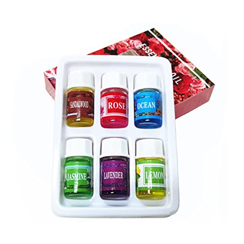 HshDUti Essential Oils Set of 6/12 x 3ml for Aromatherapy Bath Spa Diffuser Fragrance Relaxing Scent, Pure, Natural, Vegan Oils Including Rose, Lemon, Jasmine, Lavender, Sweet Orange, Tea Tree 6pcs