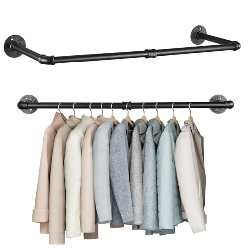 YLSZHY 2 percheros industriales de 106 cm, barra de hierro desmontable resistente para colgar ropa vintage para dormitorio, armario, lavandería, 2 unidades