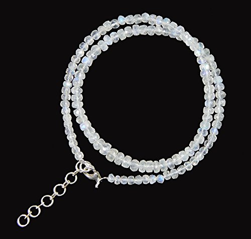 Myhealingworld Natural Faceted Blue Fire Rainbow Moonstone Gemstone Beads 16 Inch Beaded Necklace With Additional 2 Inch Extension. Bead Size Varies From 2Mm To 5Mm. #TOP2
