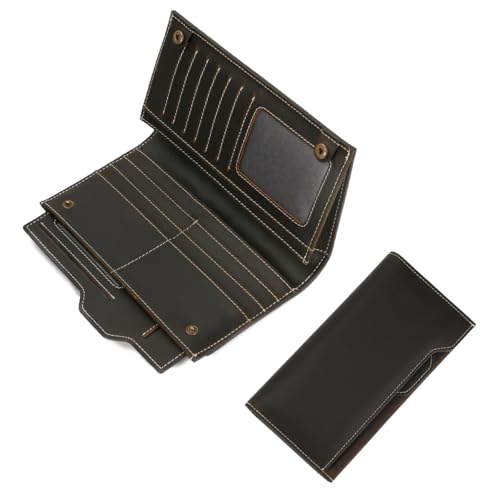 LANNSYNE Full Grain Leather Travel Passport Wallet For Man/Women RFID Blocking Bifold Multiple Long Wallet Card Slot Document Organizer