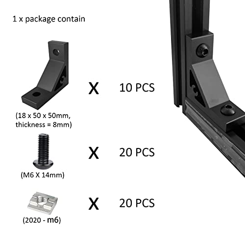 Forrcky QI-2053 10Sets Heavy Duty 2020 Aluminum Extrusion Corner Brackets 20 Series Extrusion Connectors thumb #1
