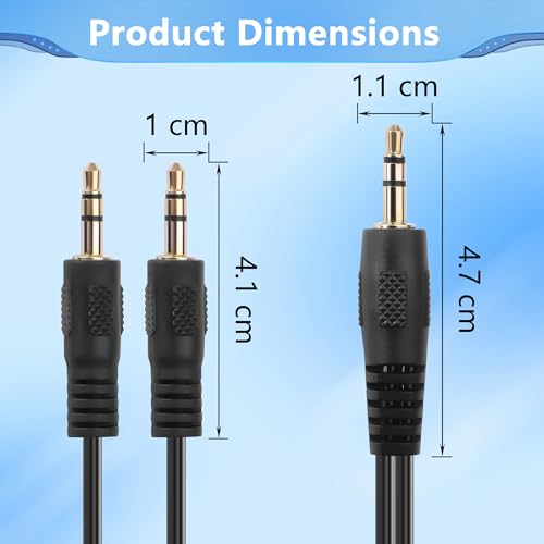Cable divisor de audio en Y 3.5 mm macho a 2 machos miniatura 6