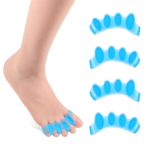 MBAIYO 4Pcs Toe Separators for Women and Men, Hammer Toe Straightener Toes Spacers Bunion Corrector Plantar Fasciitis Relief Overlapping Toes Corrector for Foot Health and Pain Relief