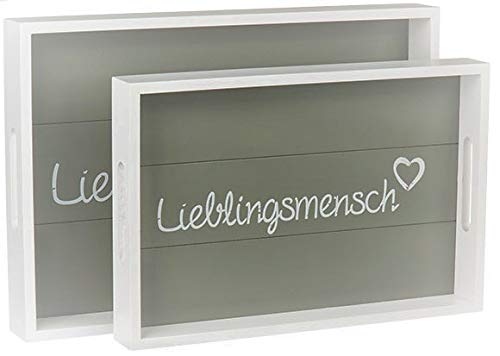 MC Trend Lieblingsmensch Lot de 2 plateaux en bois pour petit-déjeuner repas Idée cadeau (Lot de 2 plateaux en bois)