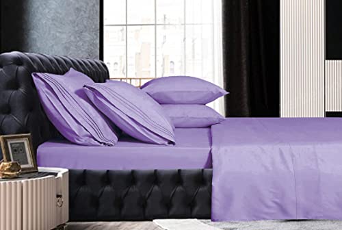 Image of Mocassi Cali King Sheet Set - Luxury Hotel 1800 Premier Bedding Sheets & Pillowcases - Ultra Soft Breathable & Cooling Bed Sheets - Deep Pocket - Wrinkle Resistant - 4 Piece - Cali King, Lavender