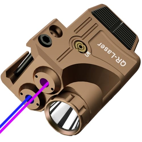 3 in 1 Purple Blue Laser Light Combo 800 Lumens Tactical Flashlight Laser Sight Built-in USB Rechargeable Battery Adjustable Compact Tactical LED Light Laser Beams for Handguns with a Rail