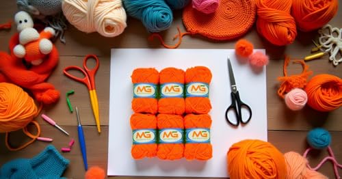 Image of M.G Enterprises Dark Orange Wool Ball. Hand Knitting Art Craft Soft Fingering Crochet Hook Yarn, Needle Knitting Thread Dyed - Pack of 8