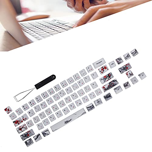 POENVFPO Keycaps PBT Zdefiniowane dla Mechanicznych Klawiatur, 71 Klawiszy Keycap Razem do Gęstej Gry, ultra-grubość Konstrukcja ściany, Kompatybilna z Różnymi Przełącznikami Kluczy