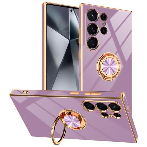 Tnarru Designed for Samsung Galaxy S24 Ultra Case with Ring Stand Purple