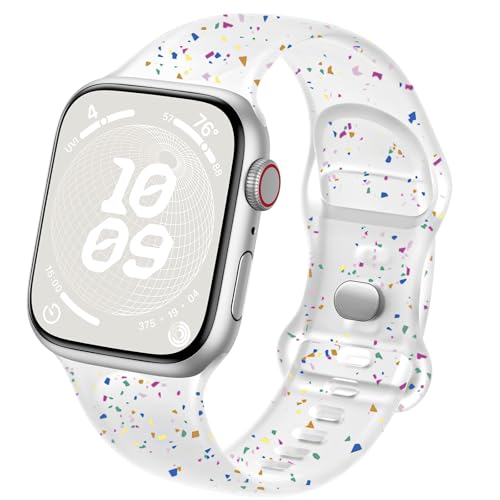 Epova Compatible con Correa Apple Watch 44mm 45mm 46mm 49mm para Mujeres y Hombres, Correa Deportiva de Plástico Suave y Transpirable para iWatch SE Series 10 9 8 7 6 5 4 3 Ultra, Transparente