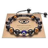 Glemay Evil Eye Bracelet for Men Natural Stone Bracelet Adjustable Protection Good Luck Amulet for B