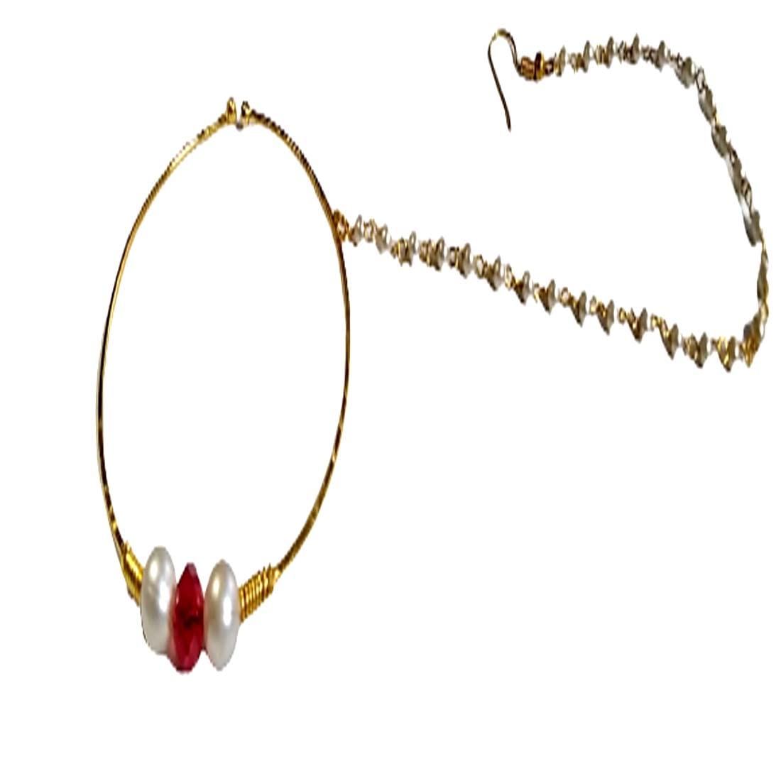 Big Size Golden Colour Fancy Tana Nose Ring For Women And Girls-image-31