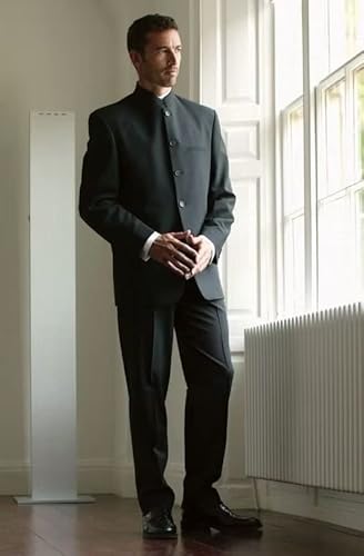 Chinese Traditional Men Tang Suit Chinese Tunic Slim Fit Suit Men Men's Sport Coats & Blazers Size 52 Brown #TOP4