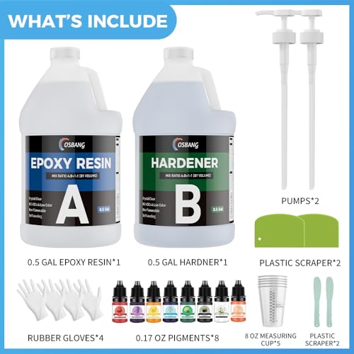 Image of Epoxy Resin 2 Gal, Clear Casting Kit for DIY Craft & Beginners, Crystal Clear Epoxy Resin for Casting, Coating, Jewelry Making & DIY, Hard Type No Bubble Non-Yellowing Deep Pour Resin(1 Galx2)