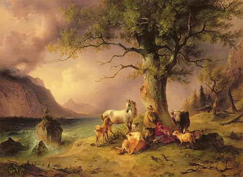 Pinturas murales retro para decorar salones elegantes cuadro Gauermann de 60x90cm para casa