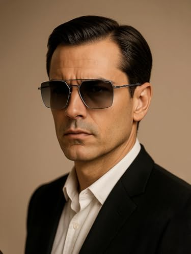 Image of POLICE sunglasses| 100% UV protected | Gradient | Full Rim | Square | Men | Large | Shiny Gun Alloy Metal Frame | Smoke Gradient CR39 Lens