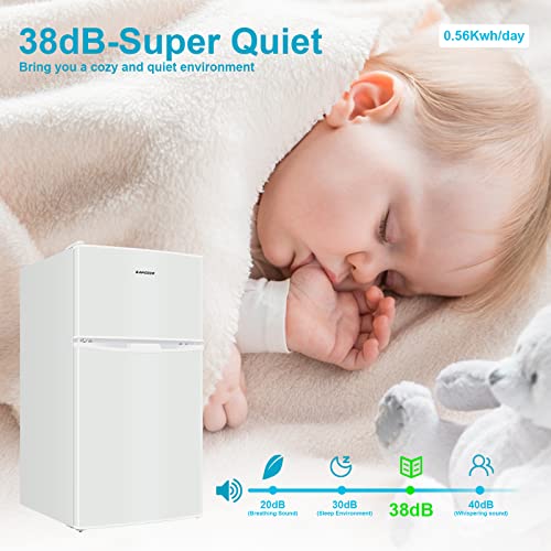 Bangson Mini Fridge With Freezer, 2 Door Small Refrigerator With Freezer, Mini Freezer Fridge Combo, 3.2 Cu.ft, For Home, Office, Dorm, Garage Or Rv, (White) #TOP5