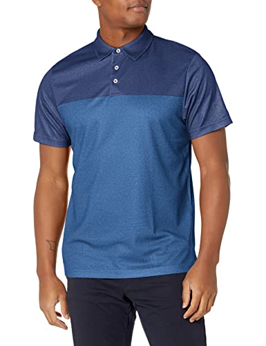 PGA-TOUR-Mens-Short-Sleeve-Airflux-Birdseye-Block-Printed-Polo-Shirt-Golf