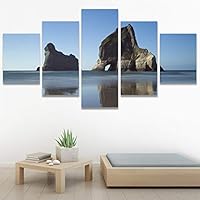 SIGNWIN 5 Panel Canvas Wall Art Modern Art Beach Dramatic Island Landscape Multicolor Photography for Home Decorations Ready to Hang - 60