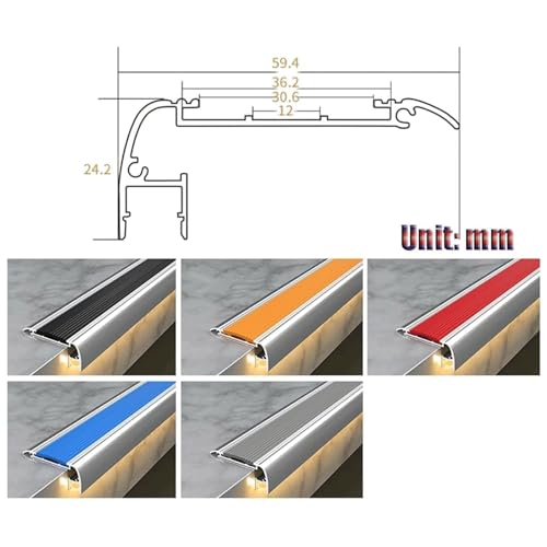 Esquina de escalera con ranura para luz LED y protector de aluminio gris 3