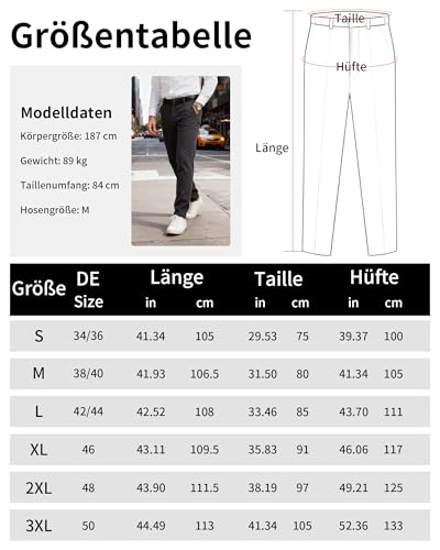 YYIDATON Herren Chinohose Stilvolle Slim Fit Super Stretch Hosen Angenehme Stoffhose Business & Freizeit Hose für Männer (Schwarz, Large)