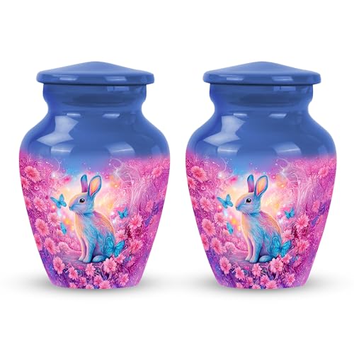 Image of Rabbit Urn Human Remains Urn for Men & Women 3 Inch 2 Qty | Memorial Urns for Male & Female Burial Decorative for Mom & Dad