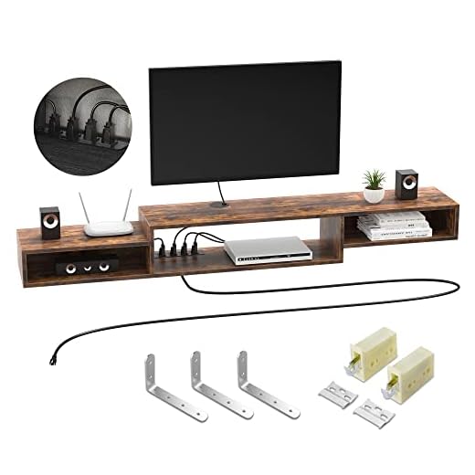 Schwebender TV-Ständer mit Steckdose