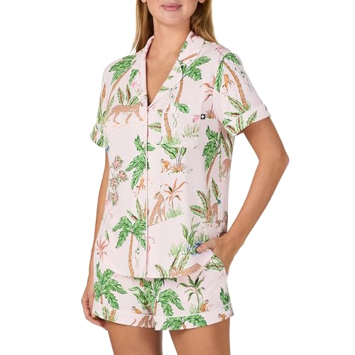 Image of kate spade new york Short Sleeve Brushed Jersey Notch Boxer Pajama Set