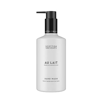 Scottish Fine Soaps Au Lait Hand Wash, White, Vegan Friendly, Creamy Fresh Scent with Chocolate, Coconut, Milk, Sandalwood, Violet Notes, 300ml