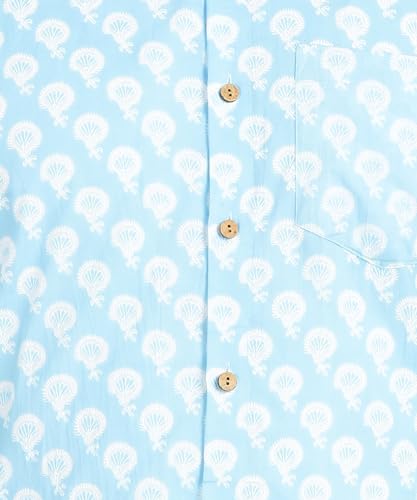 Image of BLOCKS OF INDIA Cotton Hand Block Print Half Sleeves Summer Shirt for Men