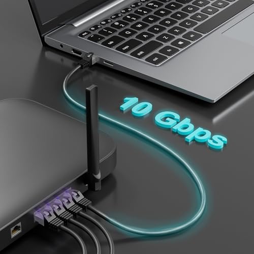 FGB 10 Gbps Patchkabel 0,5m x10, RJ45 Netzwerkkabel CAT 7- Schwarz – Ansicht 4