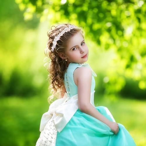 1 Pack Flower Girl Hair Accessory, Flower Headband, Weddings Hair Accessories, Tiara for Little Girl - Pearl & Silver Flower Crown Headband for Weddings, Birthdays 5