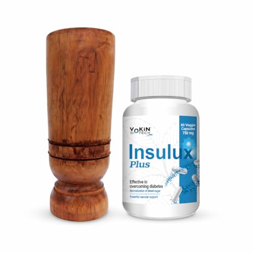 Image of Vokin Biotech Herbal Insulux Plus For Endocrine Health and Diabetes Control Berberine 200mg and Milk Thistle 200mg (60 Capsules) With Vijaysar Glass Natural Herbal Tumbler