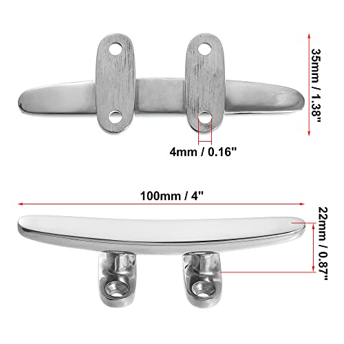 X AUTOHAUX 4 Inch Flagpole Cleat Hook Boat Deck Rope Cleat Stainless ...