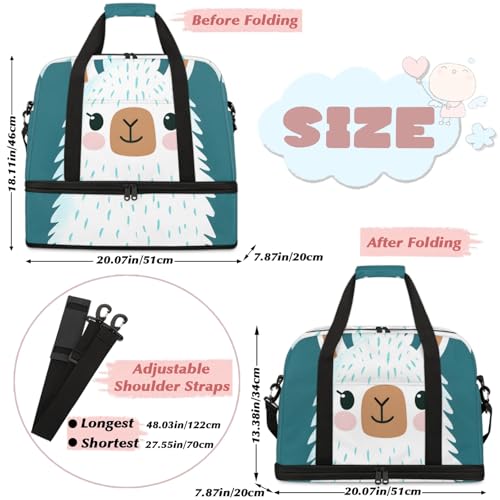 Large Weekender Overnight Bags Animal Cute Cartoon Alpaca Travel Duffel Bag for Women Men Gym Bag With Shoe Compartment Foldie Travel Tote Bag Carry On Personal Item Bag for Travel Gym Sports2
