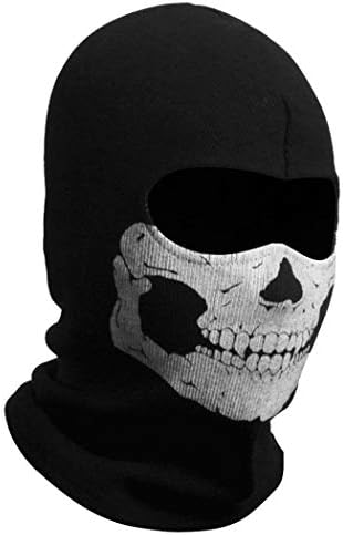 Black Balaclava Ghosts Skull Full Face Mask, Windproof Ski Motorcycle Face Masks Tactical Balaclava Hood for Men Women Youth Halloween Cosplay Outdoor Sport Cycling Skiing Hiking