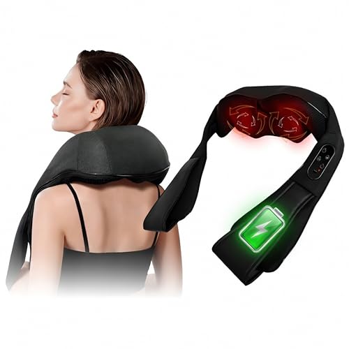 EAshuhe Cordless Neck and Shoulder Massager with Heat - Rechargeable Shiatsu Back Massager for Pain Relief - Deep Tissue Kneading Massage Pillow for Neck Back Shoulders Legs - Gifts for Men & Women