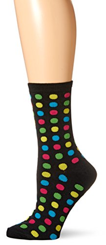 Hot Sox Women's Originals Novelty Crew Socks, Classic Large Dot (Black), Shoe Size: 4-10
