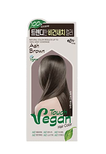 eZn Touch Vegan Permanent Hair Color, Permanent Hair Dye, Ammonia Free, No THB, No Triclosan, No Phthalates,No Gluten,Vegan, Cruelty Free, up to 100% Gray Coverage (Ash Brown)