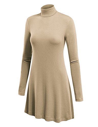 Come Together California Ctc Wt992 Womens Long Sleeve Turtleneck Sweater Tunic With Various Hem S Taupe #TOP4